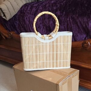 Elegant Tan Bamboo Handle Women's Bag